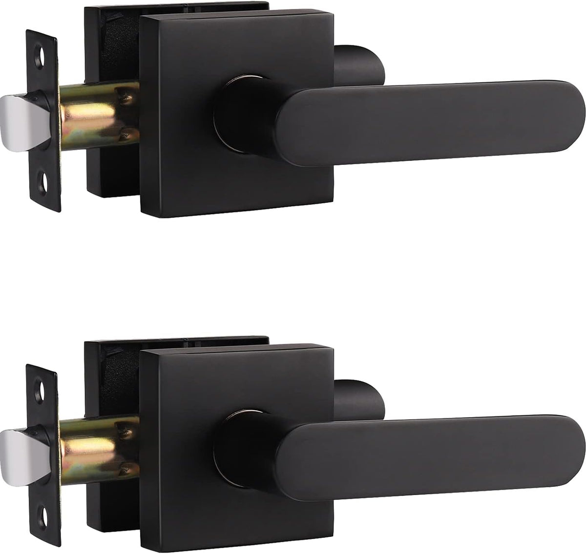 Matte Black Privacy Door Handle Lever, Pack of 6 M59741