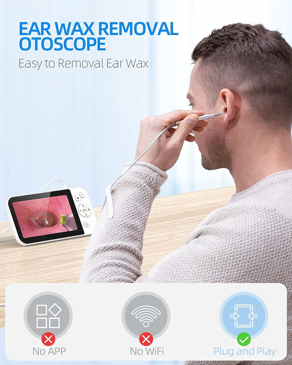Ear Wax Removal Tool with 5 Inches Screen and Light Y950