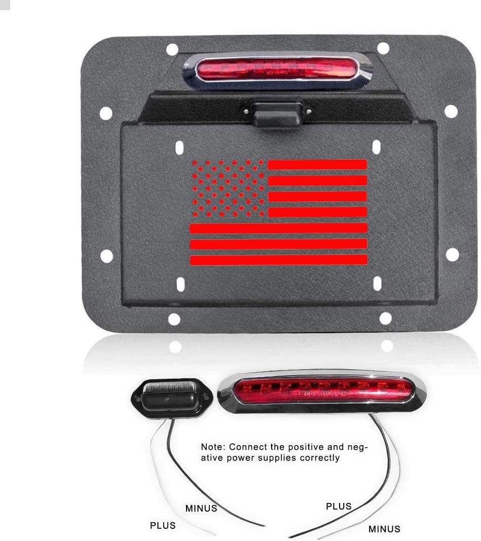 Spare Tire Delete License Plate Relocation Kit with Third Brake Light for Wrangler JK JKU C313
