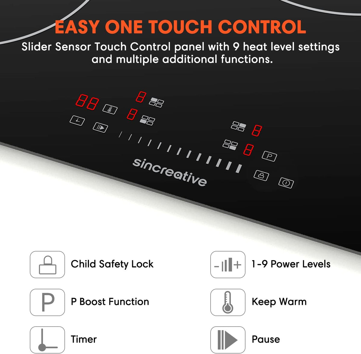 Induction Cooktop with 4 Burners Smoothtop Ceramic Glass F703459
