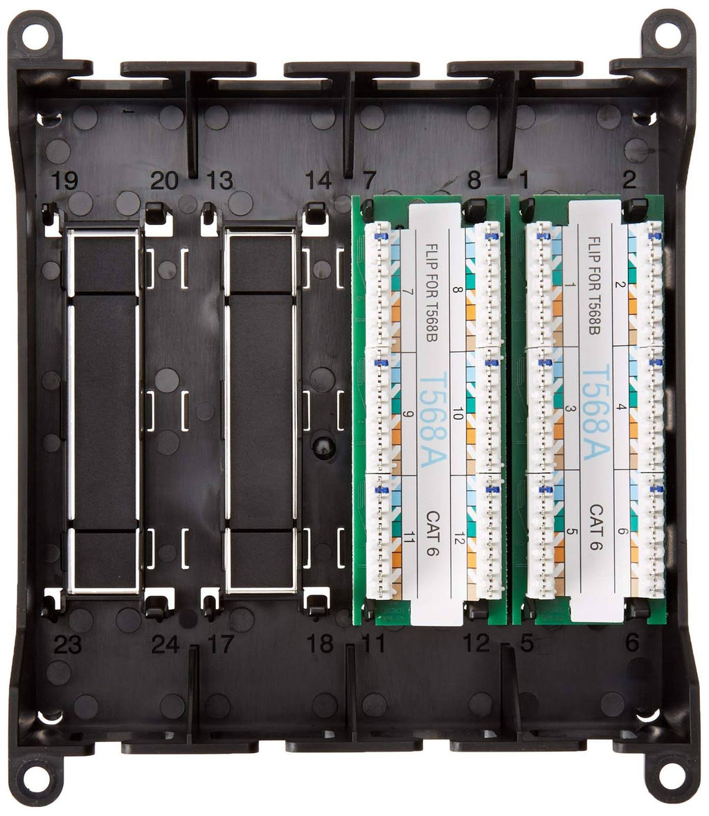 Patch Panel - CAT 6 - RJ-45 X 12 - Black ABS plastic - 12 ports J121