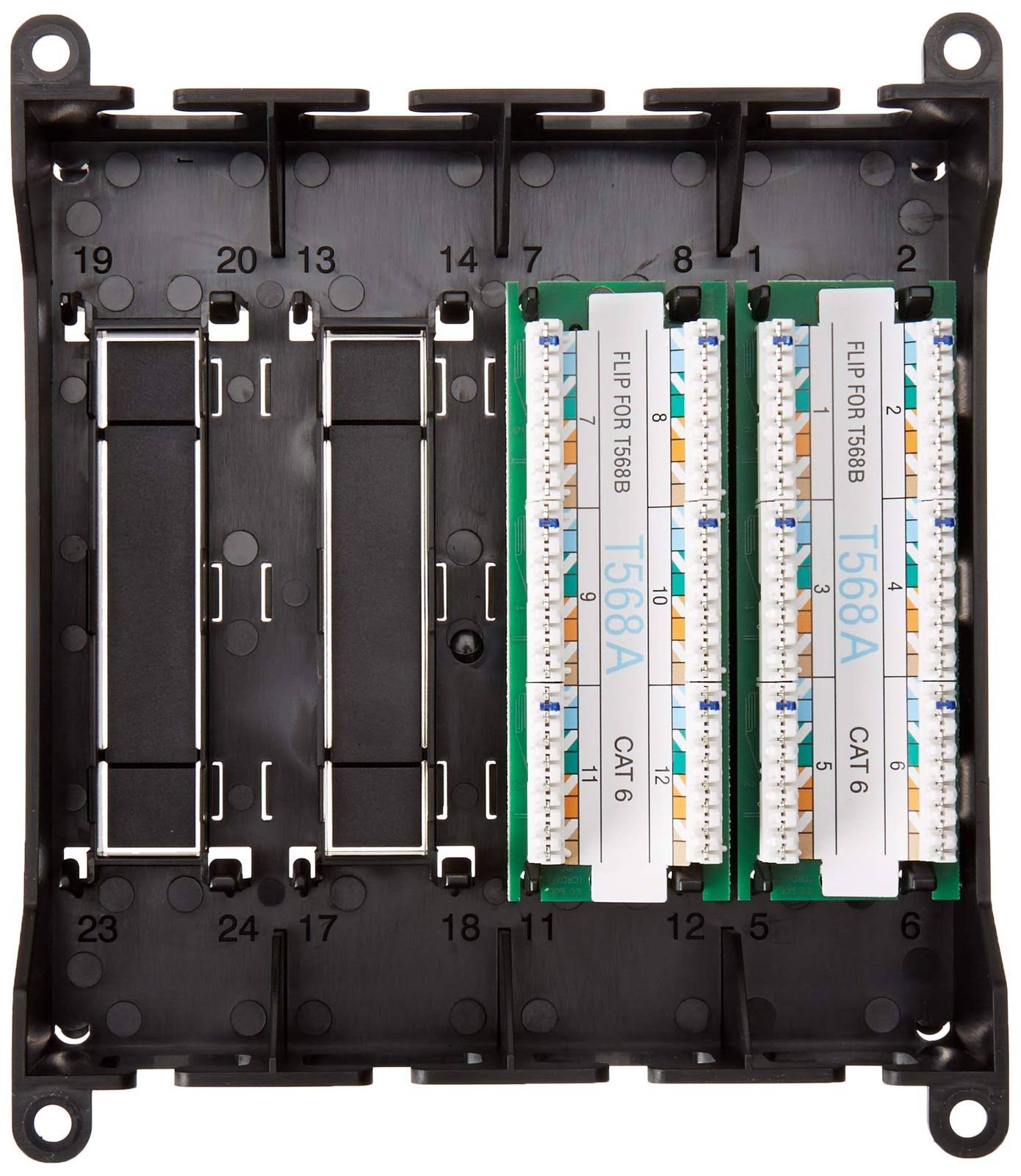 Patch Panel - CAT 6 - RJ-45 X 12 - Black ABS plastic - 12 ports J121