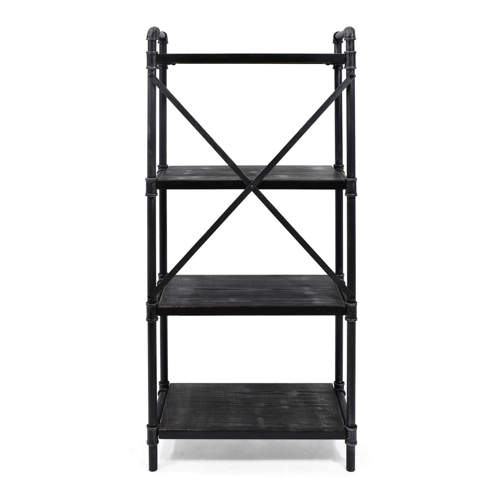 Black Contemporary 4-Shelves Rectangular Storage Bookcase R3331