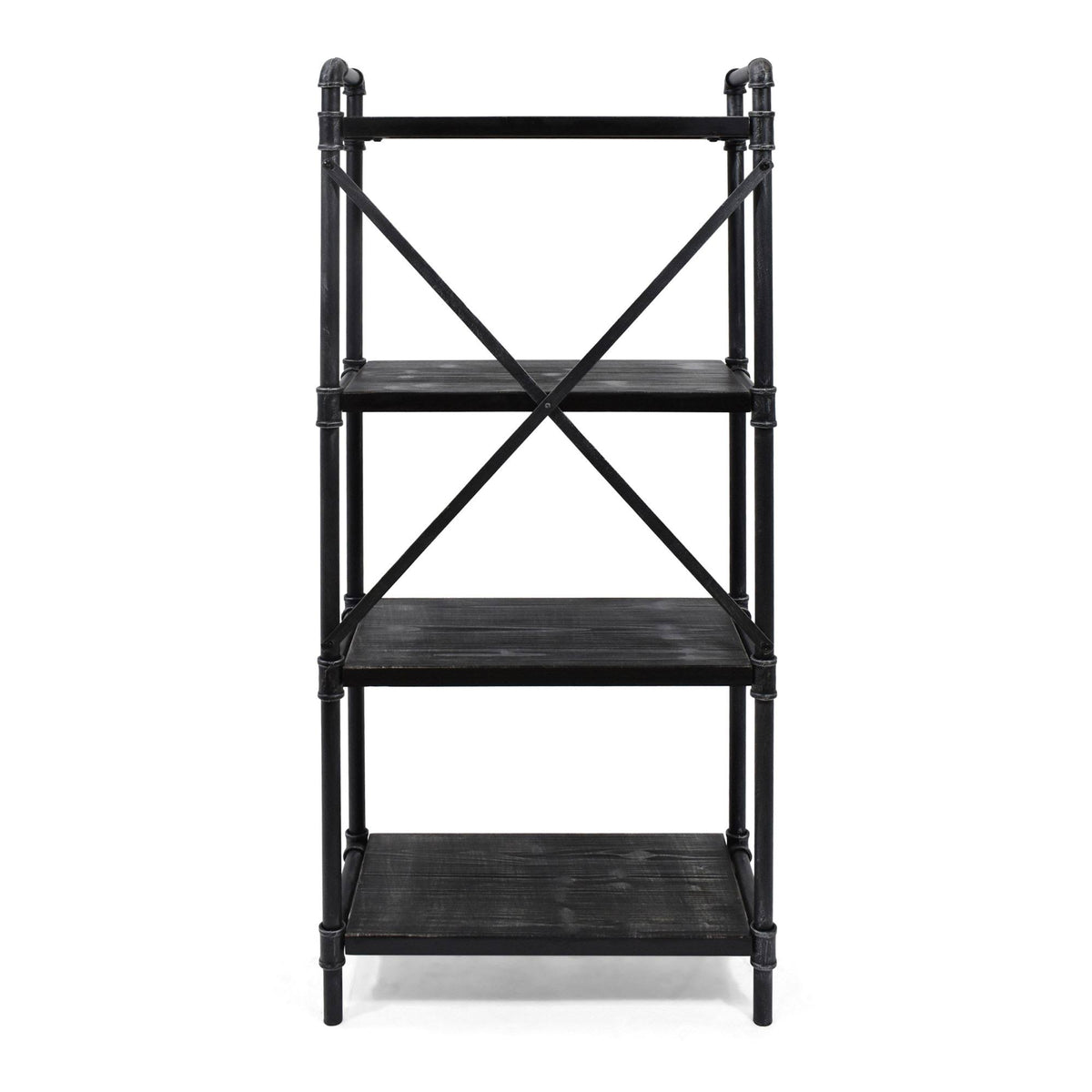 Black Contemporary 4-Shelves Rectangular Storage Bookcase R3331