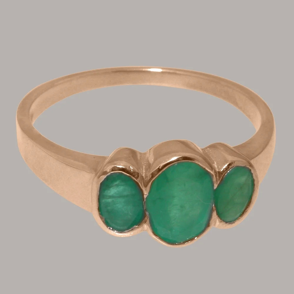 10k Rose Gold Natural Emerald Womens Ring H880600