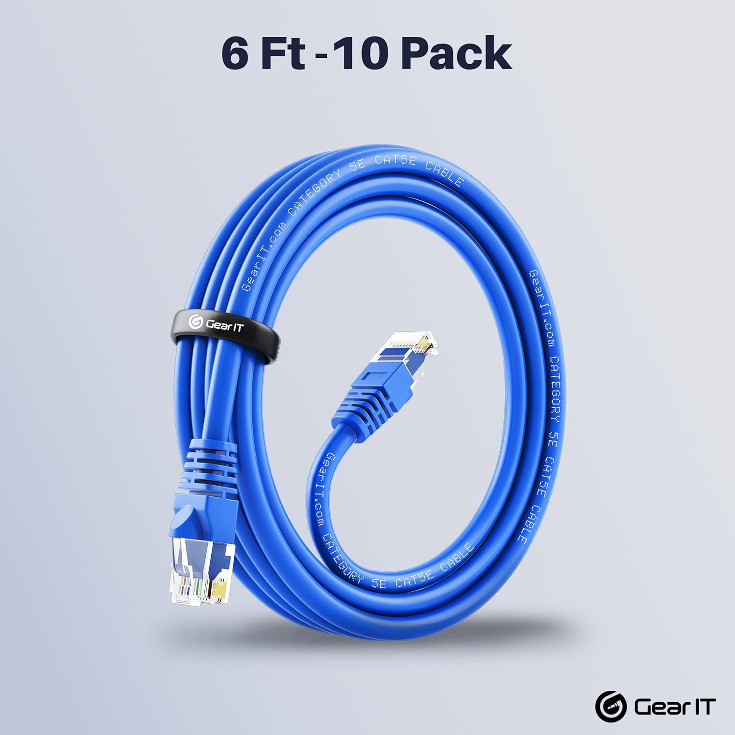 10 Pack Cat5e Ethernet Patch Cable 10 Feet Blue W530310