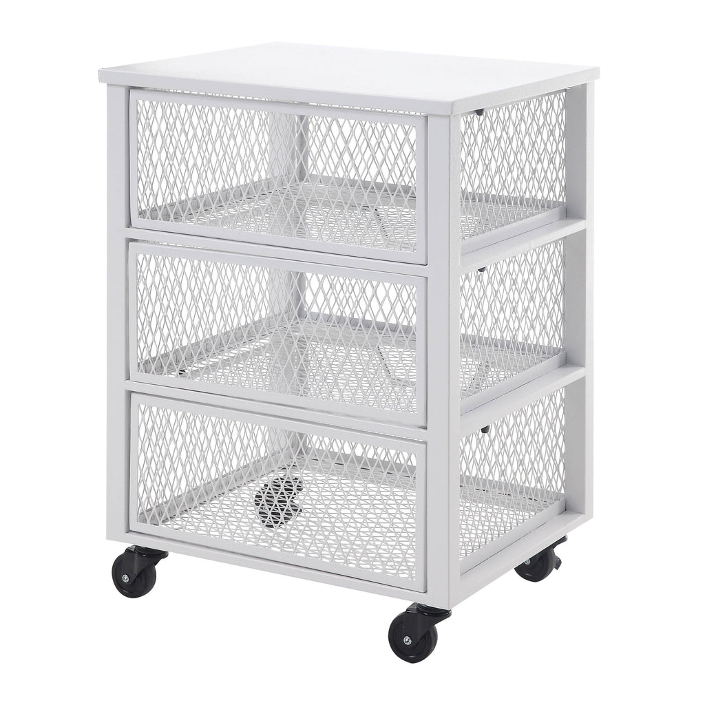 4 Drawer White Metal Rolling Cart S204242