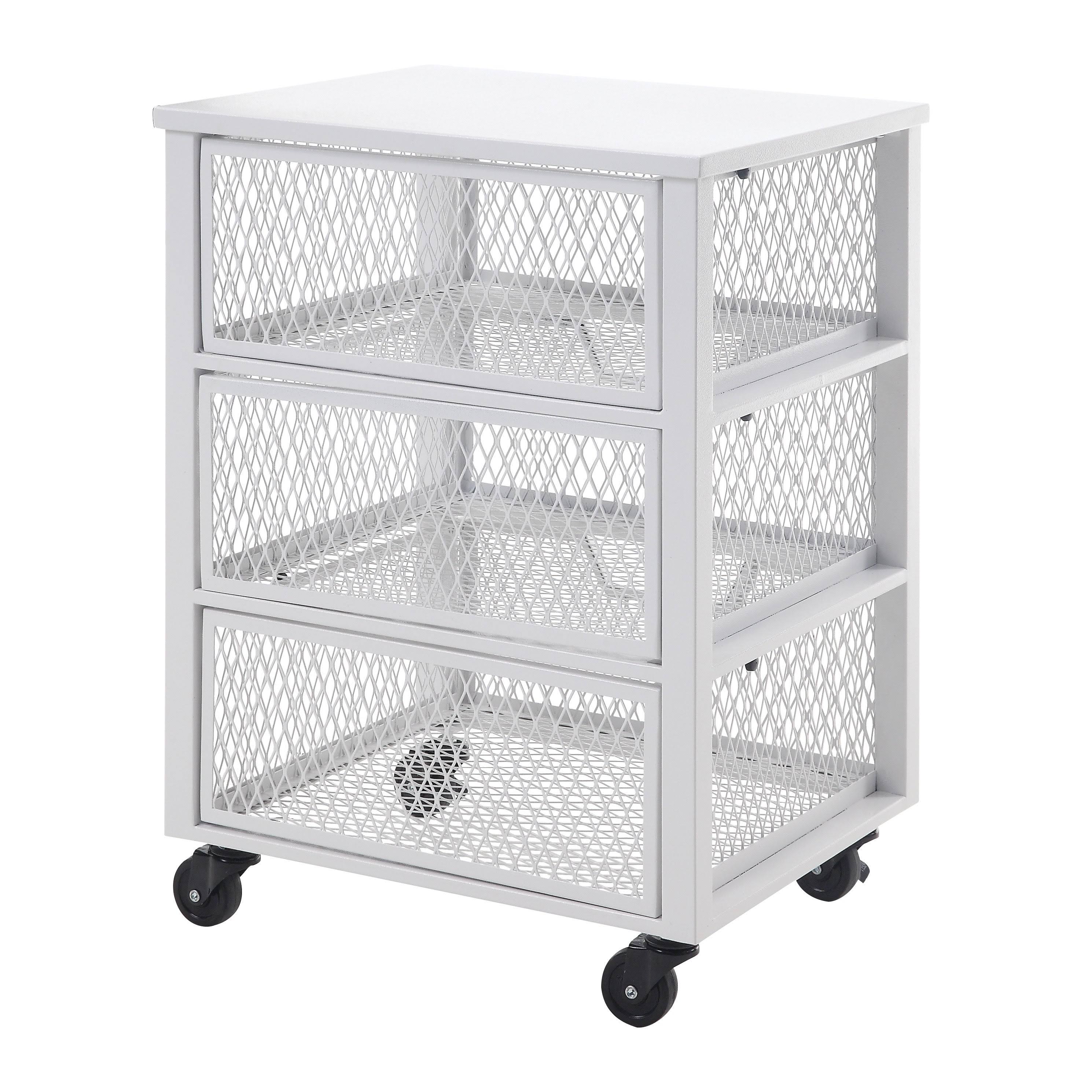 4 Drawer White Metal Rolling Cart S204242