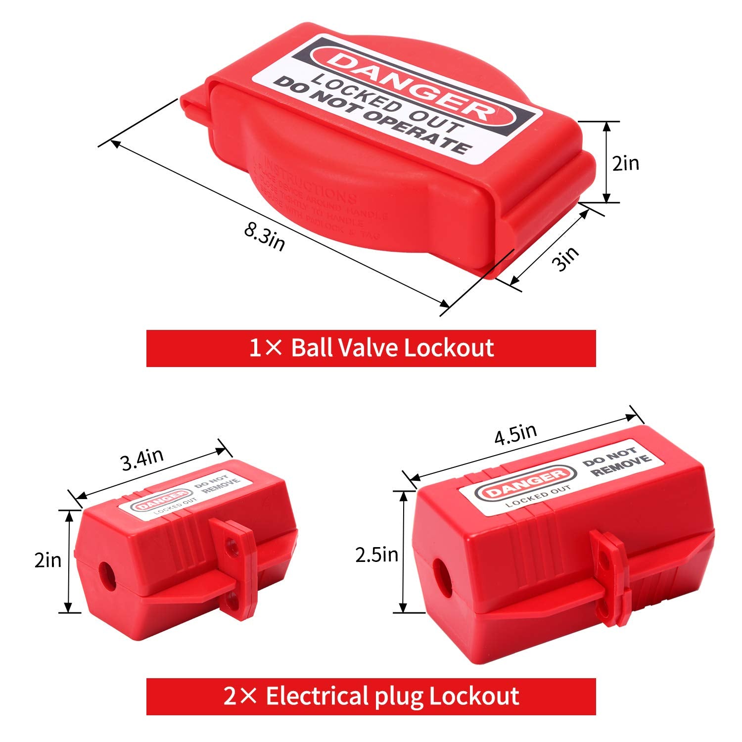 Lockout Tagout Kit with Safety Padlocks, Hasp, Breaker Lockout, Ball Valve Lockout, Steel Cable Lockout, Plug, Valve Lockout, Tags Q62617
