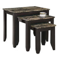 3 Piece Faux Marble Top Nesting Table Set in Cappuccino S7779