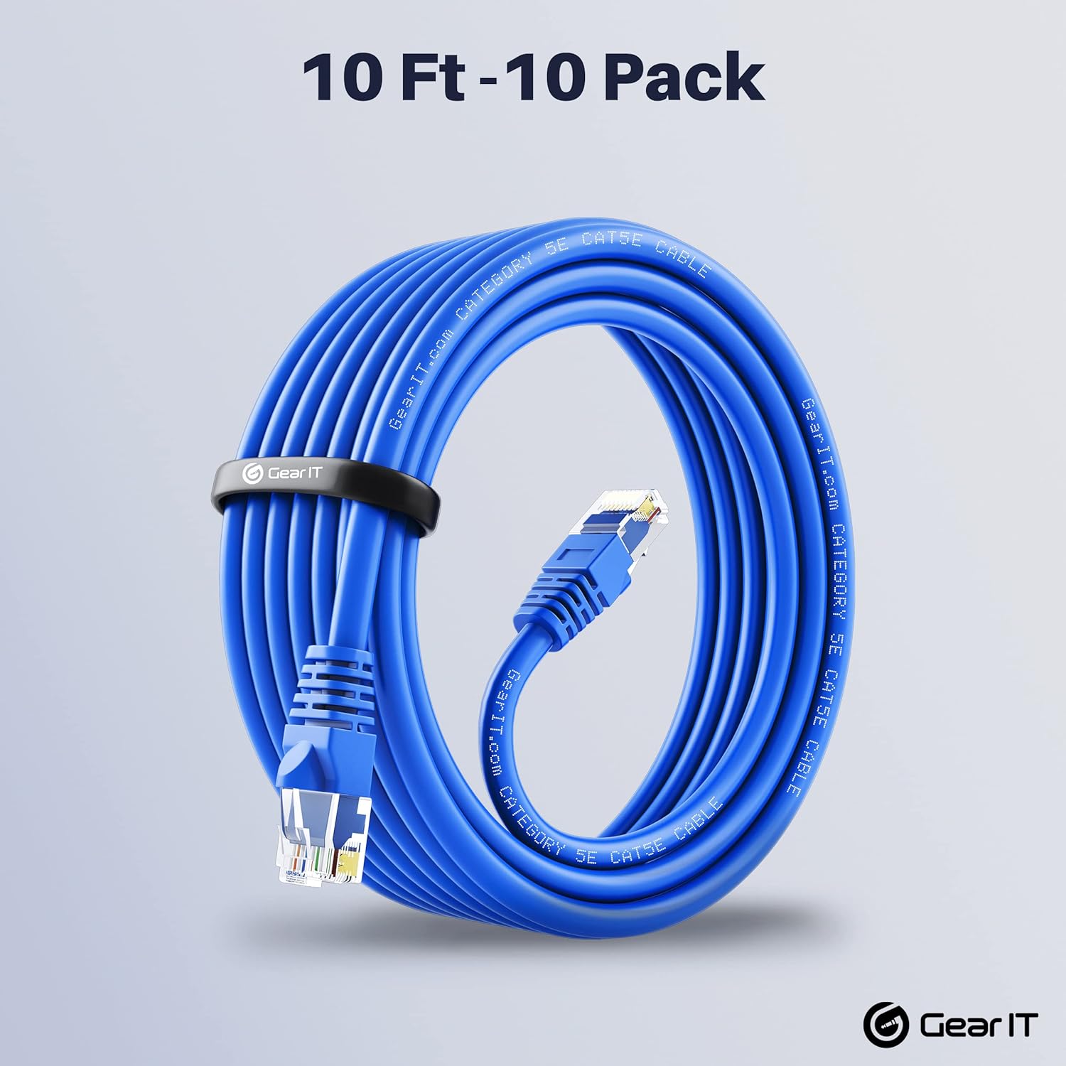 10 Pack Cat5e Ethernet Patch Cable 10 Feet Blue W530310