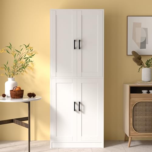 Black 71" Tall Wooden Kitchen Storage Cabinet with Doors D79543