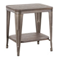 Industrial Wood and Metal End Table P7615