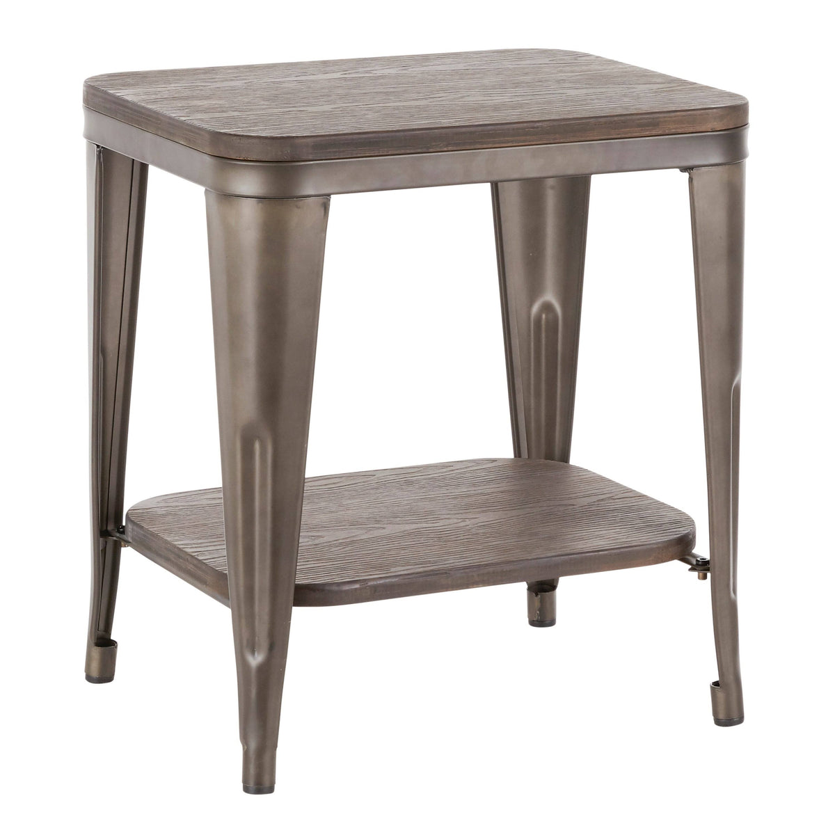 Industrial Wood and Metal End Table P7615