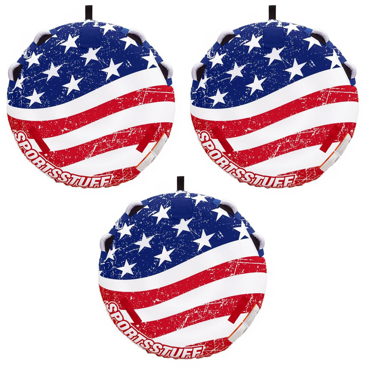 Stars & Stripes Inflatable 1 Rider Watersports Towable Tube (3 Pack) O264670