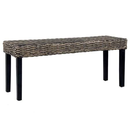 Black Kubu Rattan and Solid Mango Wood Bench H64273