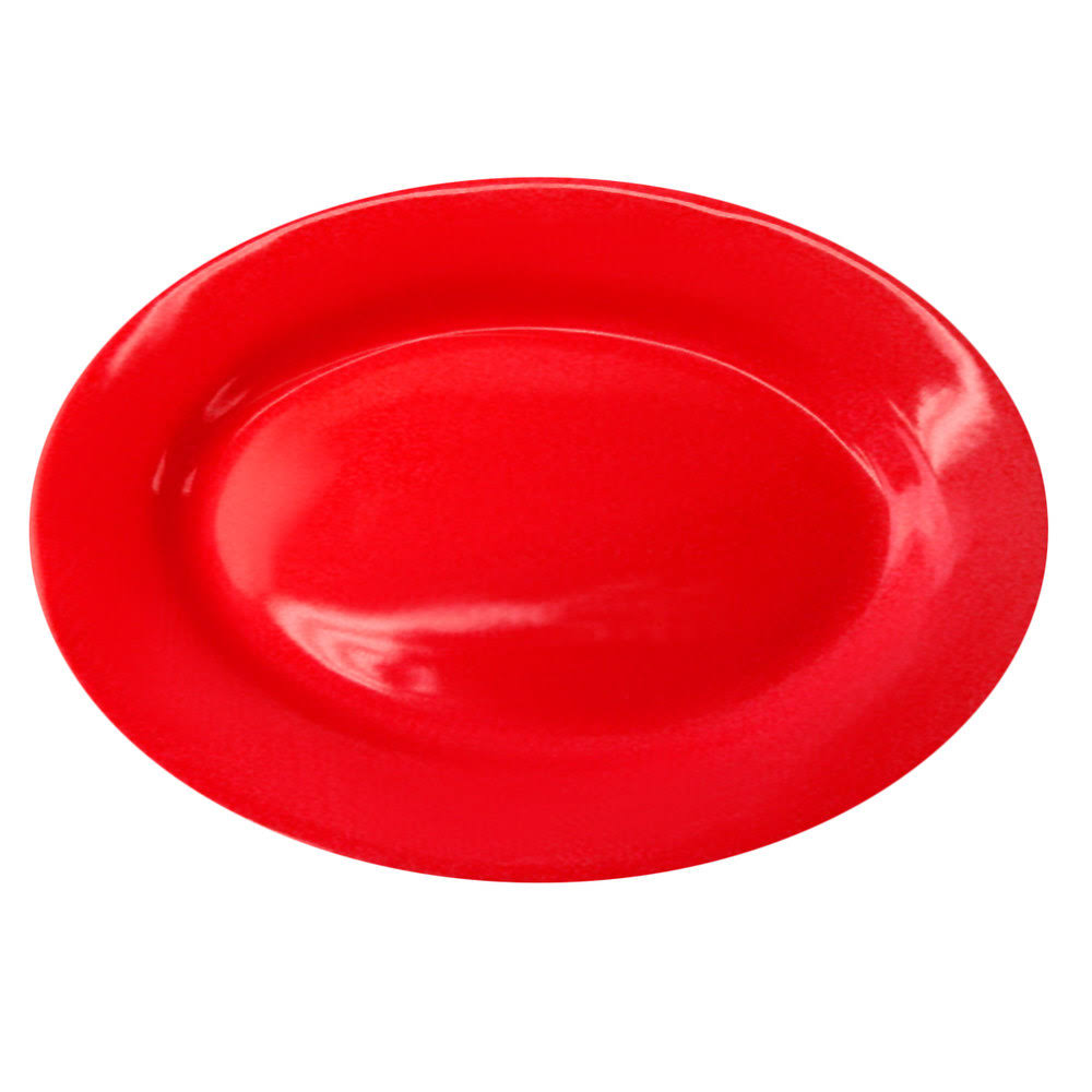 Crimson Red Stoneware Wide Rim Platter - 12/Case M7829