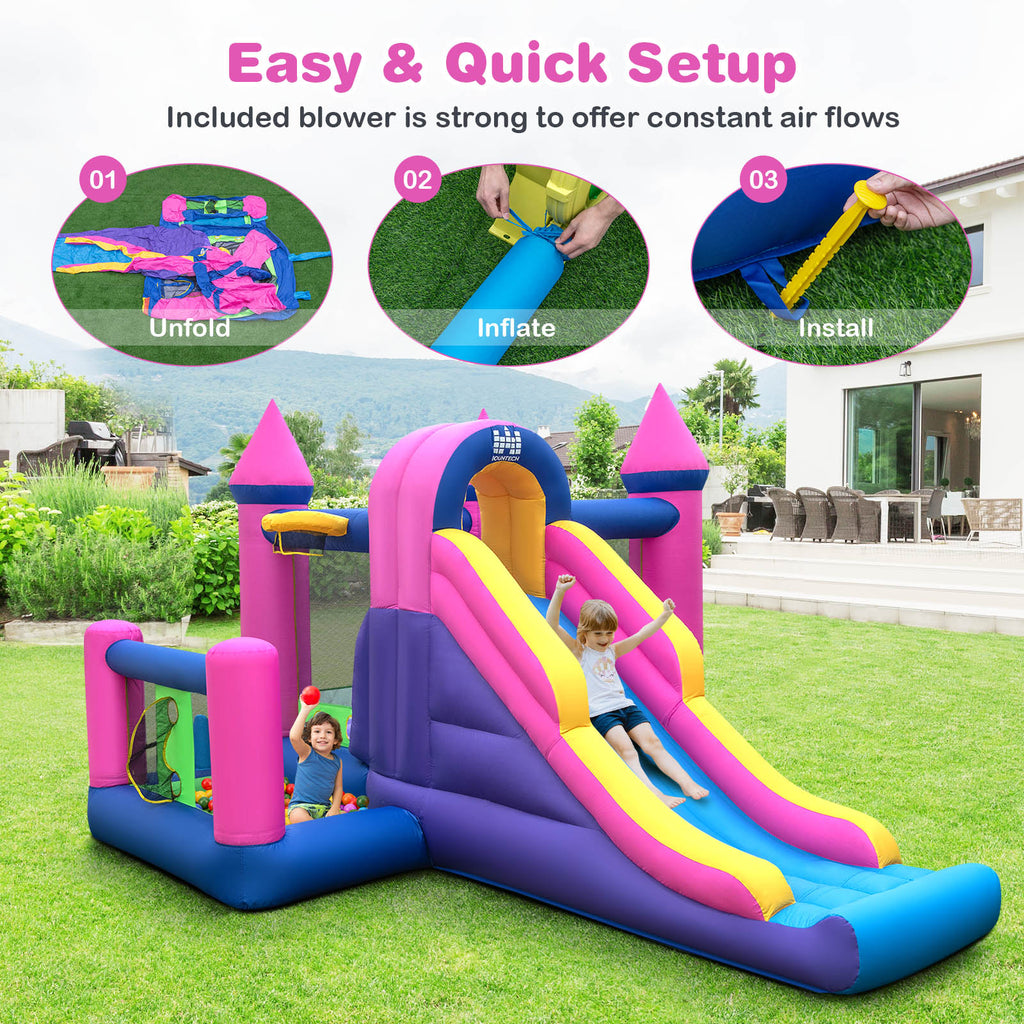 Inflatable Bounce Castle with Long Slide B37938