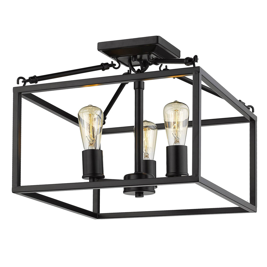 Black 3 Light Semi-Flush Mount O425184