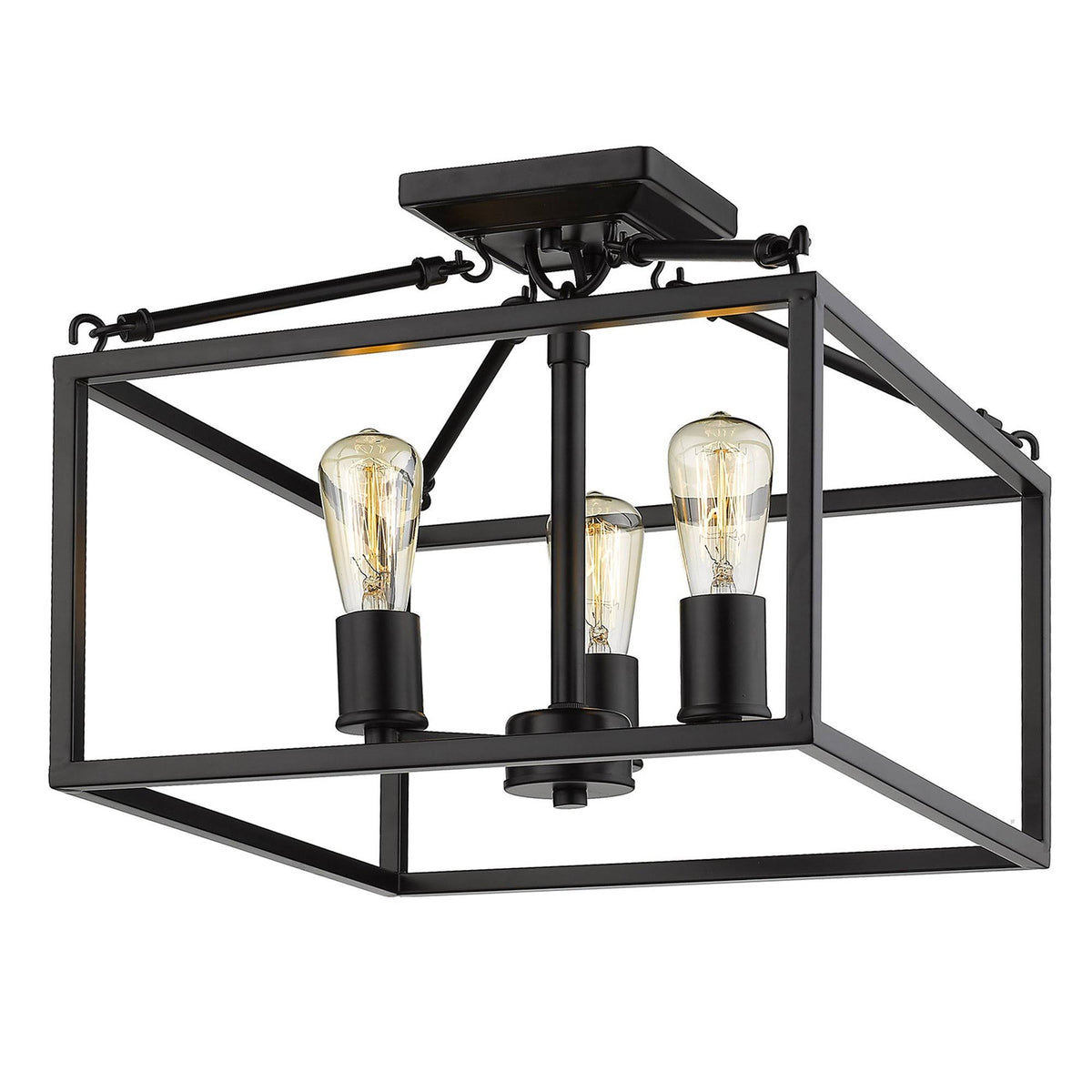 Black 3 Light Semi-Flush Mount O425184