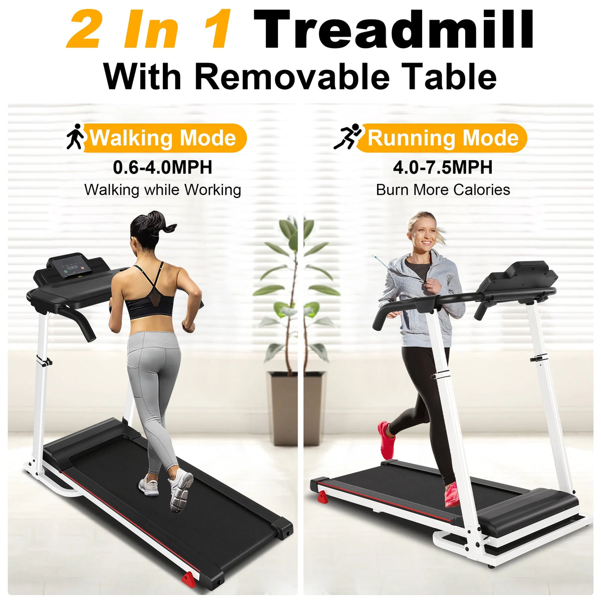 300Lbs Portable Folding Treadmill with Desk K6624