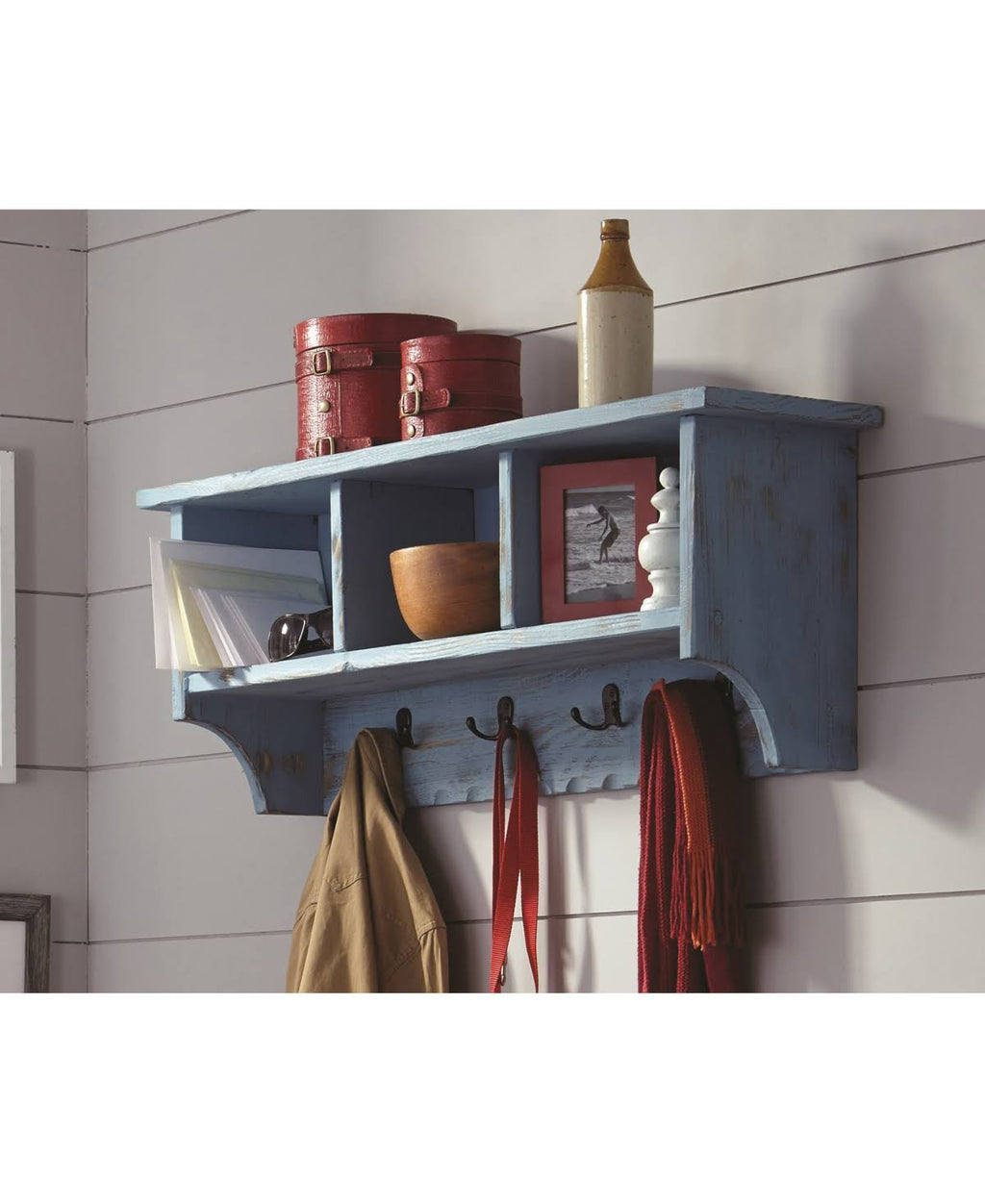 Blue Coat Hook with Storage Cubbies Y8705