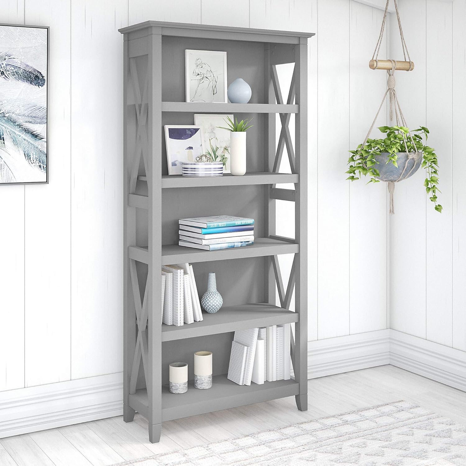 Tall 5 Shelf Bookcase, Cape Cod Gray U1673