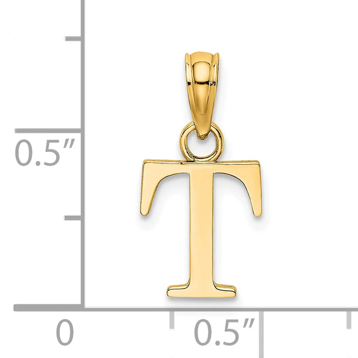 14K Yellow Gold Polished Block Letter T Initial Pendant Charm With 10K Yellow Gold Rope Chain Necklace 20'' H5020