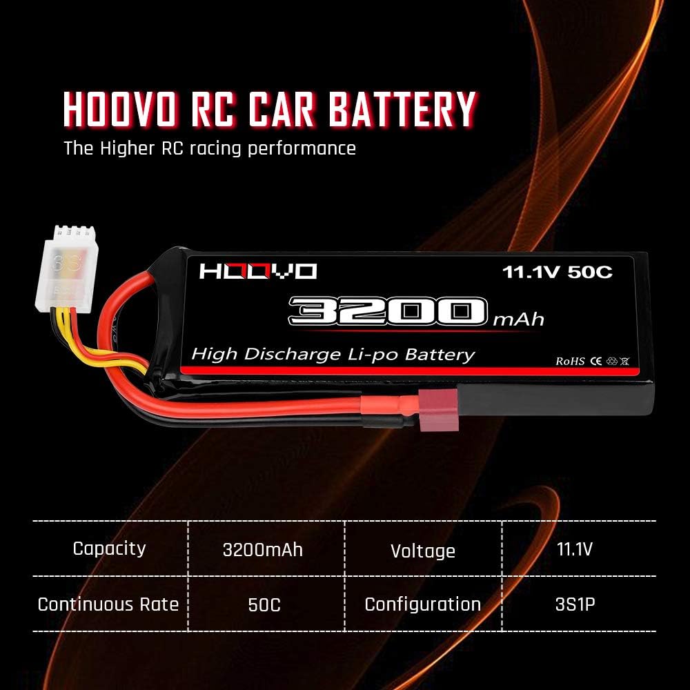 2 Packs 11.1V 3200mAh 50C RC Lipo Battery with Deans T Connector K241