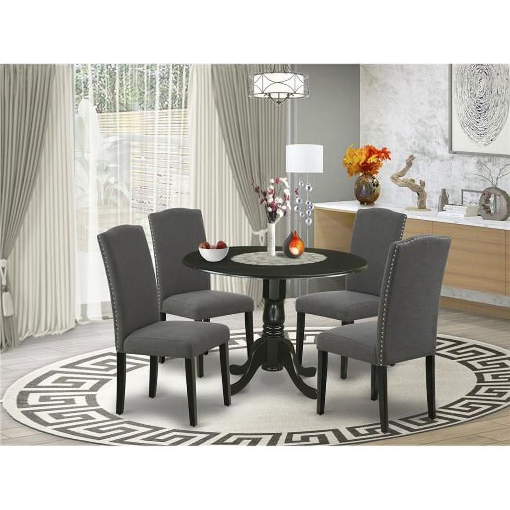 5-piece Wood Dining Set in Black/Dark Gotham Gray E730