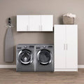 2 Piece White Storage Cabinet Set B9920