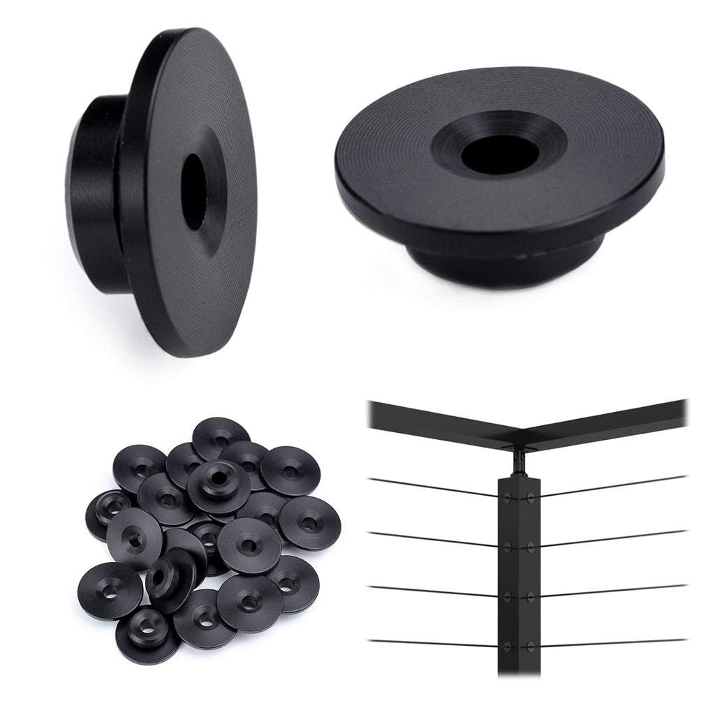 Black Cable Railing Kit 1/8 Wheel Protective Protector Sleeves Washer Insert Plug POM for Wire Rope Metal Posts Deck Balcony B9547