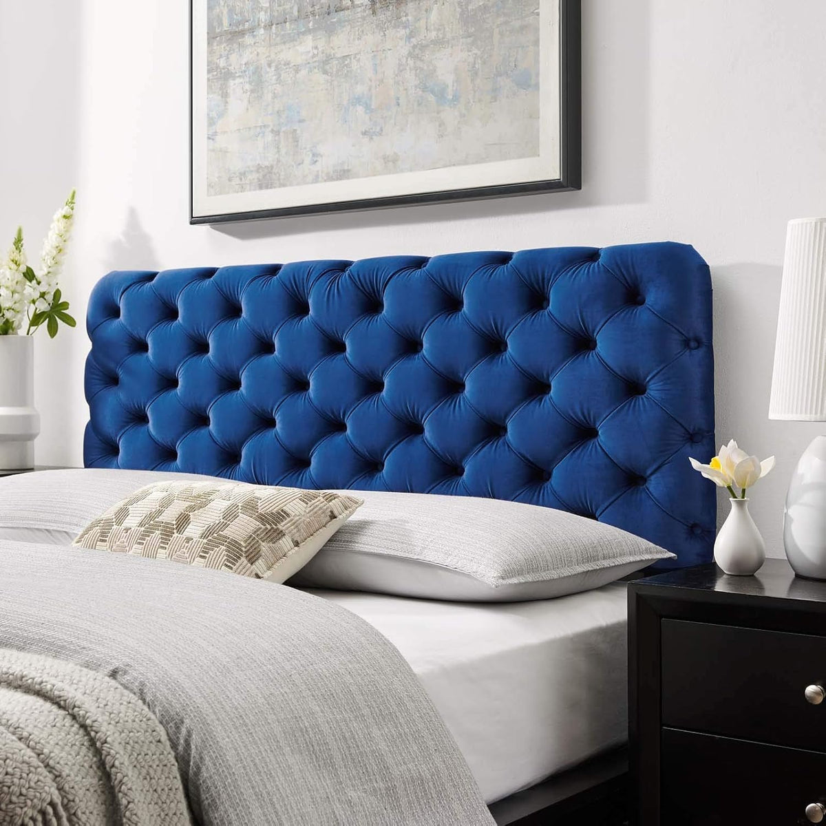 Teal Tufted Velvet California King Headboard O14767
