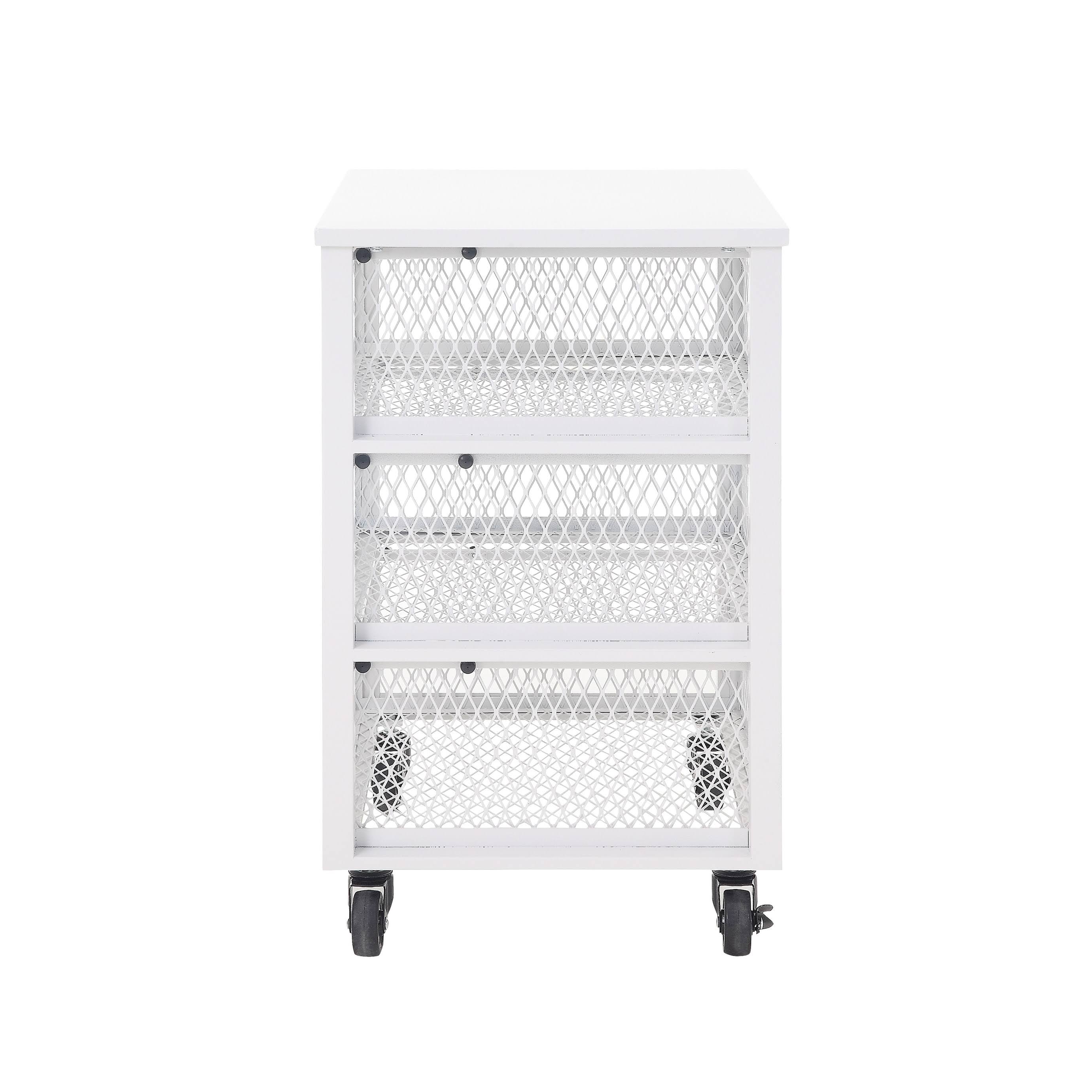 4 Drawer White Metal Rolling Cart S204242