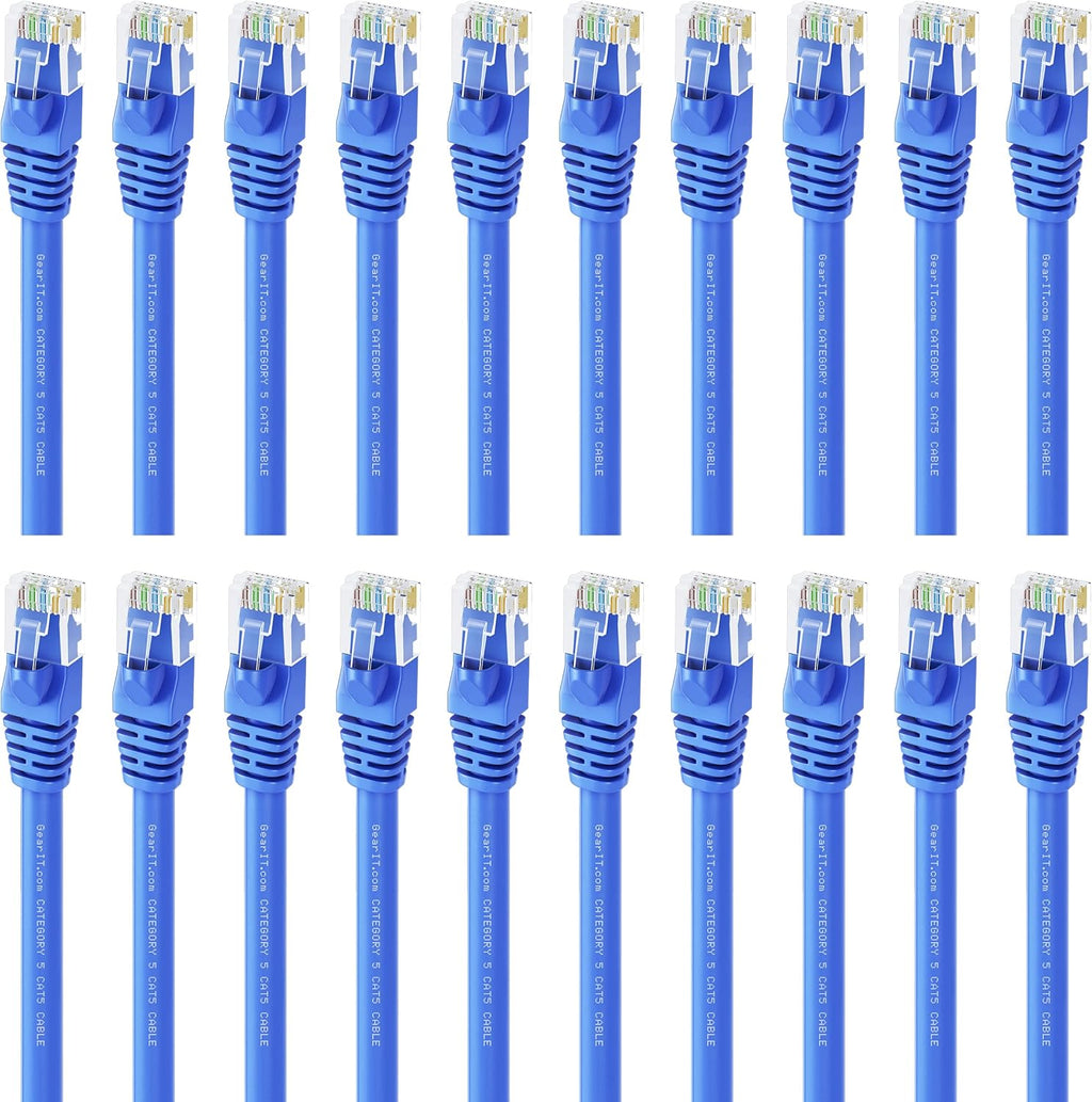 10 Pack Cat5e Ethernet Patch Cable 10 Feet Blue W530310