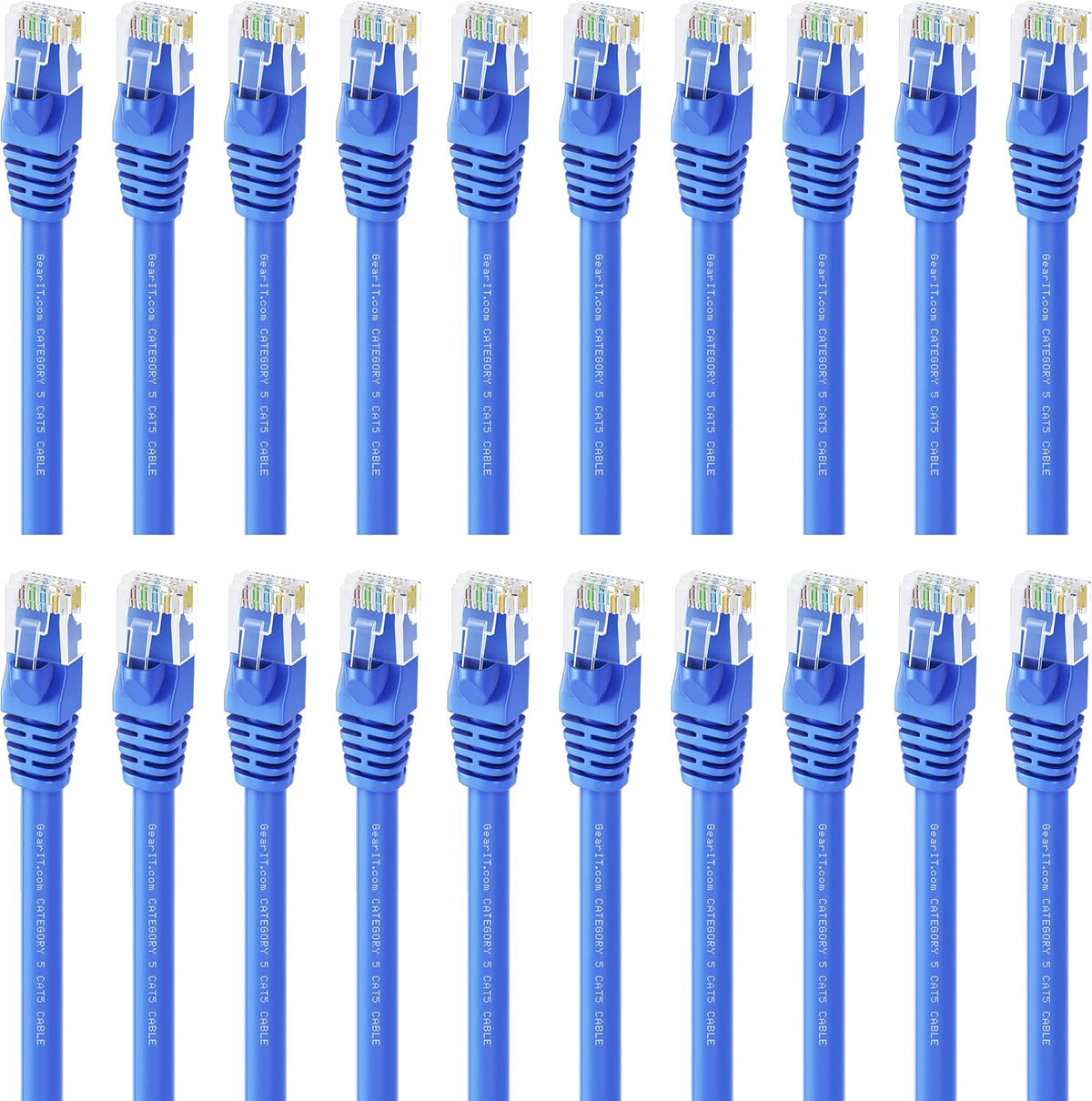 10 Pack Cat5e Ethernet Patch Cable 10 Feet Blue W530310