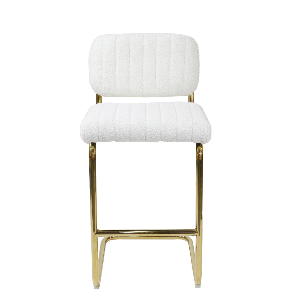 Ivory Boucle Fabric Counter Height Bar Stools Set of 2 K436
