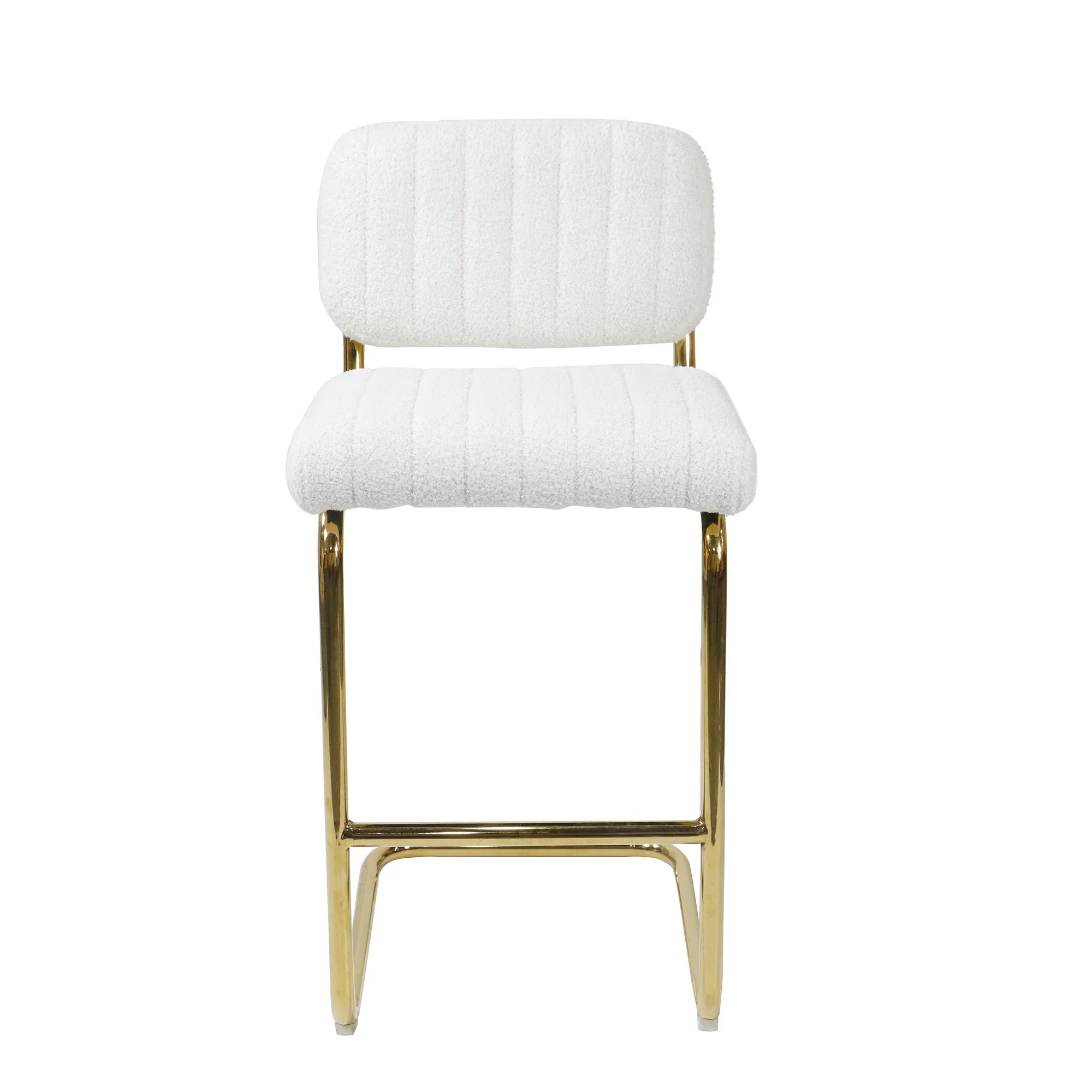 Ivory Boucle Fabric Counter Height Bar Stools Set of 2 K436