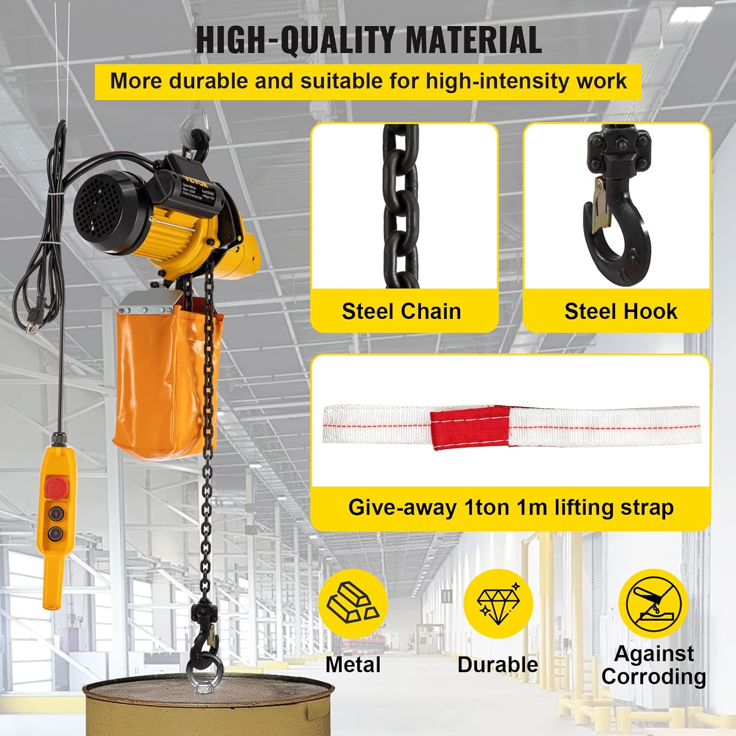 1100lbs Electric Chain Hoist with 10FT Wired Remote Control N9279