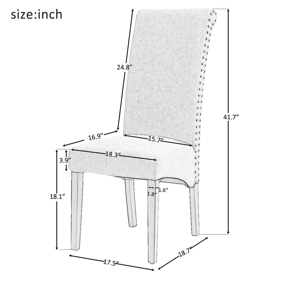 Fabric Padded Side Chair with Solid Wood Legs Set of 2 D5497