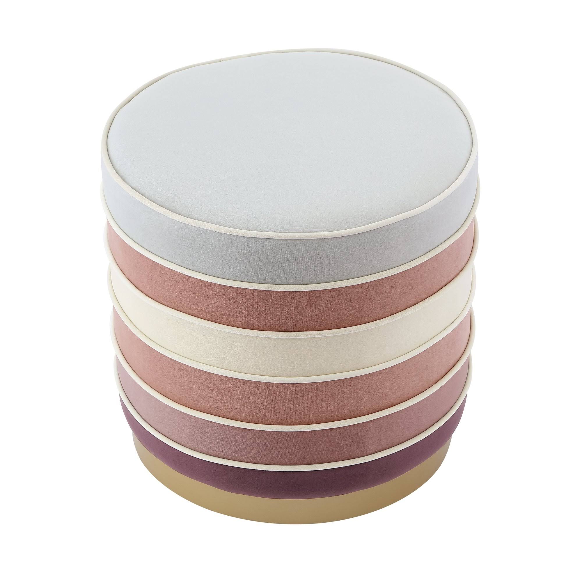 Blush Pink Velvet Ottoman with Metal Base N502