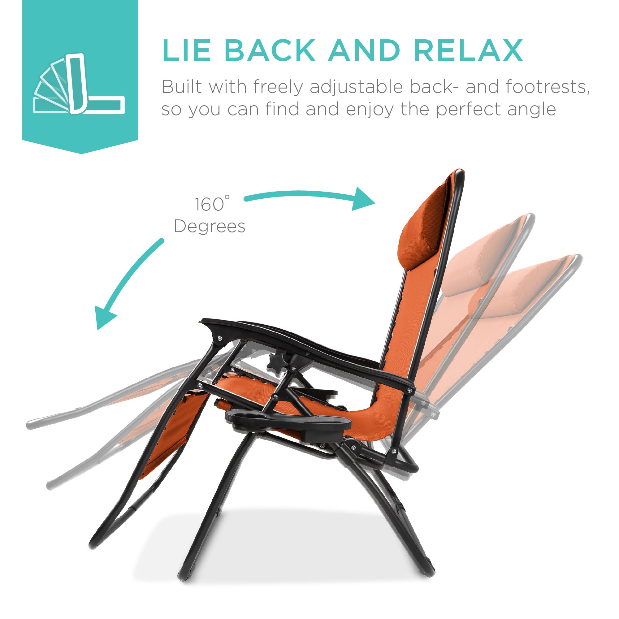 Terracotta Orange 2-Person Zero Gravity Chair with Cup Holders Z885860