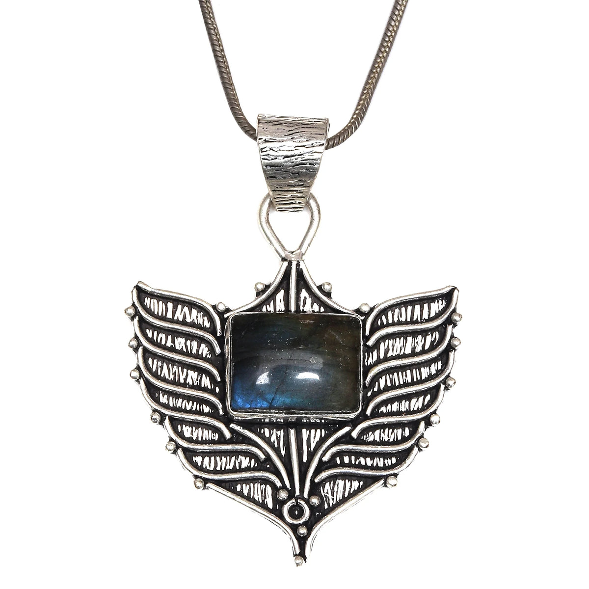 Silver 925 Sterling Garnet Gemstone Necklace Labradorite Jewelry Handmade I172568