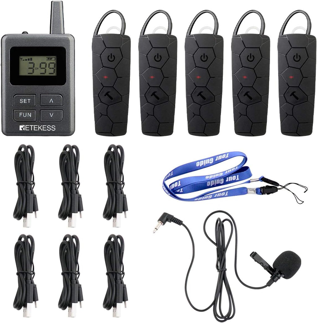 1 Transmitter and 5 Receivers Wireless Tour Guide System F994936