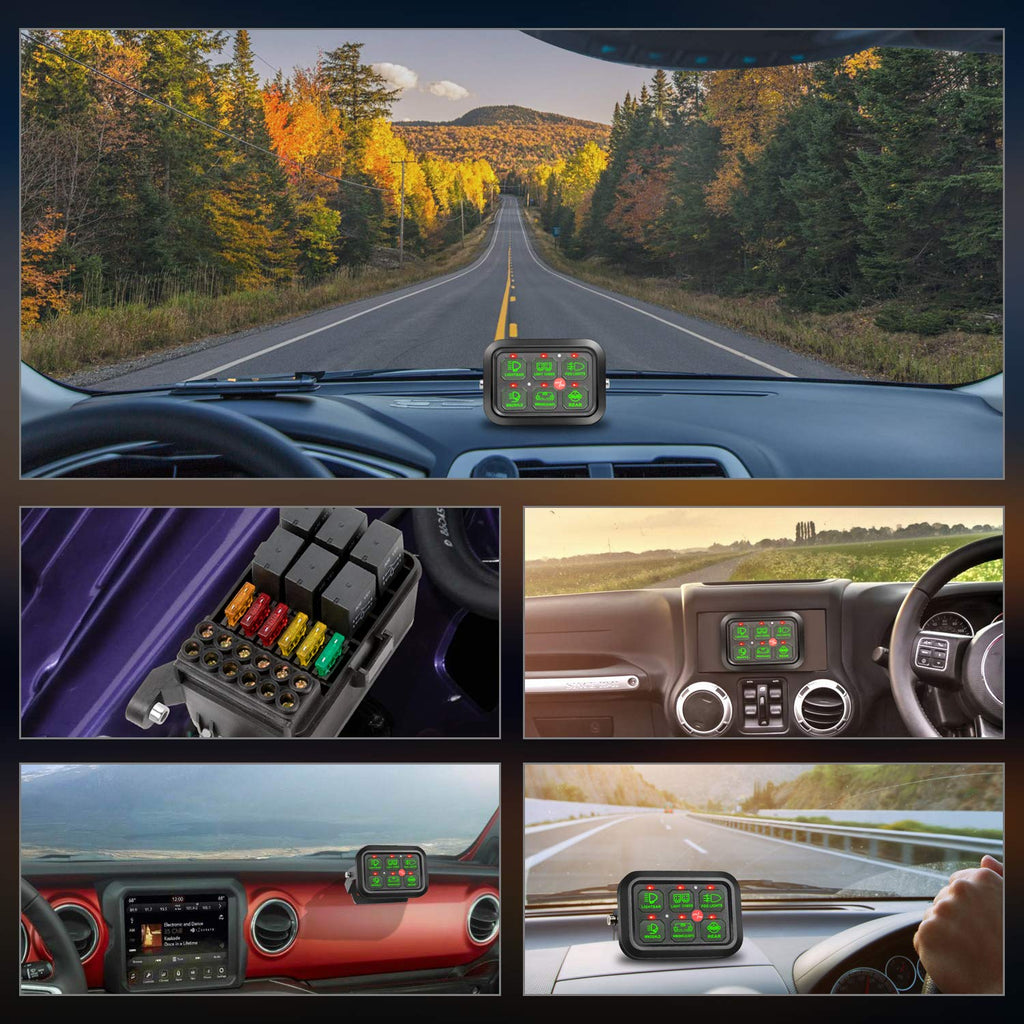 6 Gang Switch Panel Automatic Dimmable LED Car Switch Button Touch Switch Box X68653