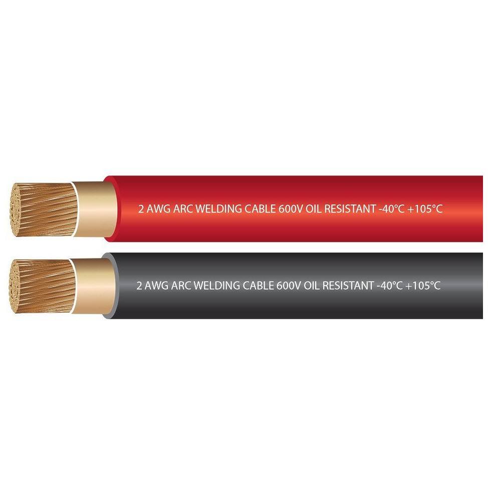 2 Gauge Extra Flexible Welding Cable 600 Volt Combo Pack Black Red 10 Feet G452
