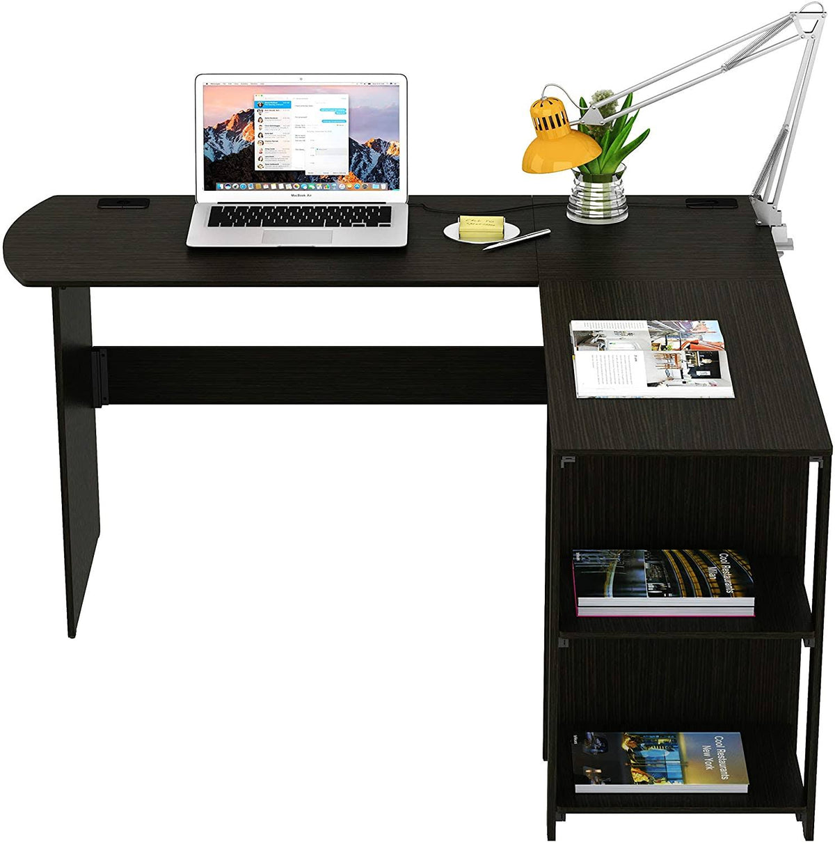 Walnut L-Shaped Wood Corner Desk S555
