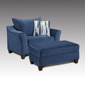 Navy Blue Fabric Pillowback Armchair with Ottoman Set B28413