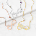 Sterling Silver Script Name Infinity Birthstone Necklace N991