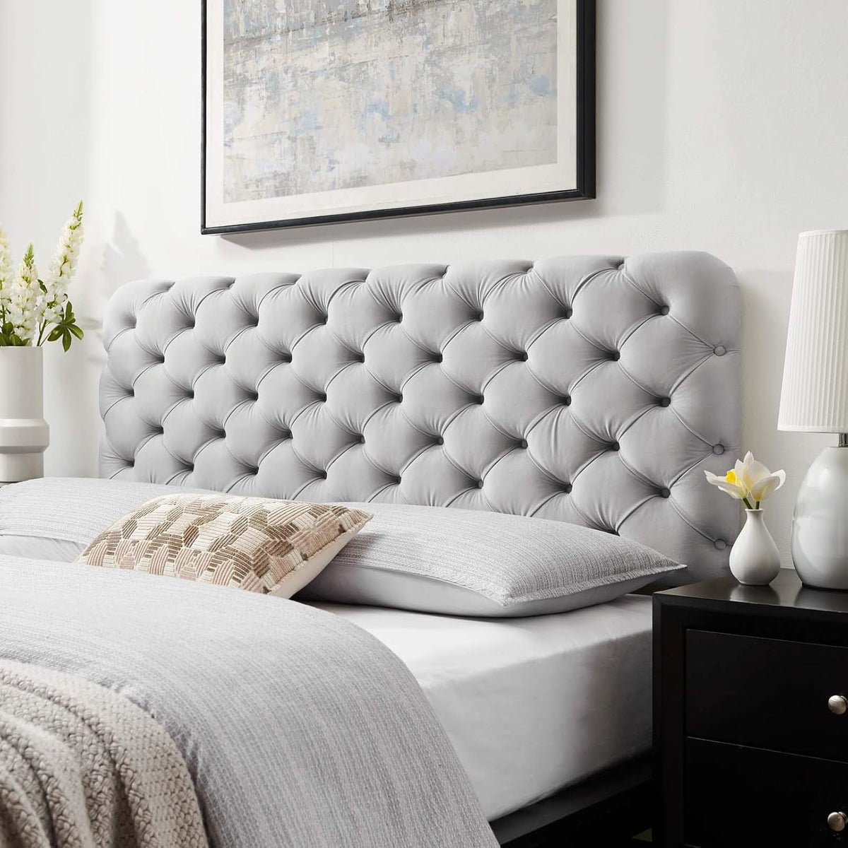 Teal Tufted Velvet California King Headboard O14767